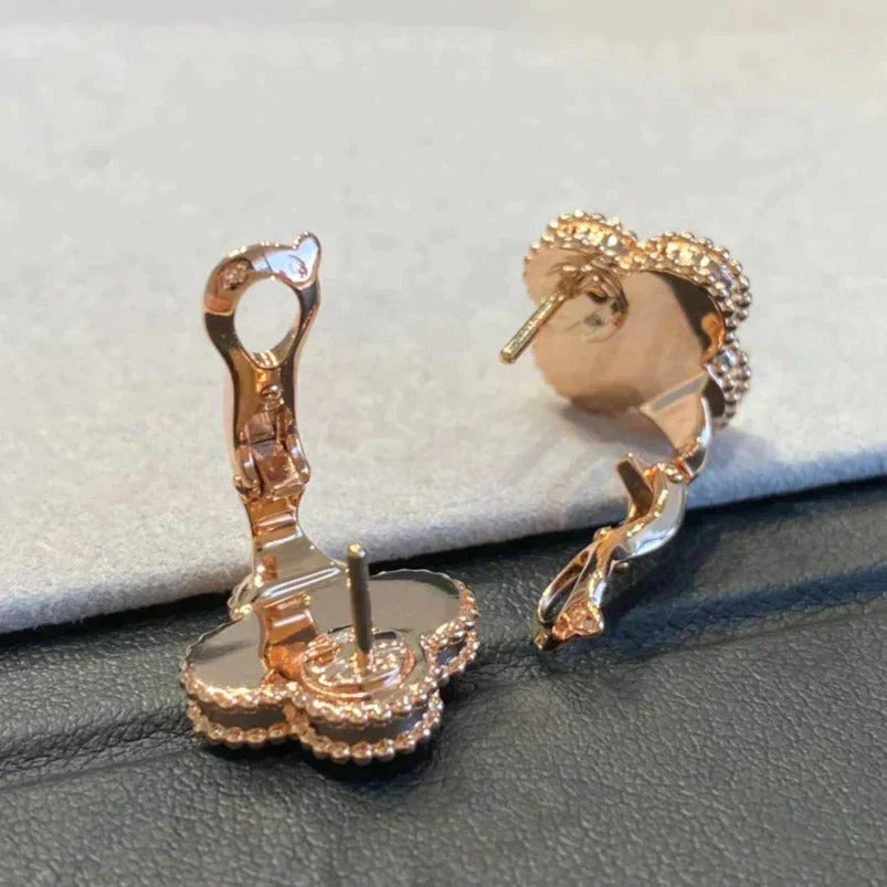 ¡®Glow Jewelry¡¯CLOVER MEDIUM 1 MOTIFS GRAY MOP DIAMOND EARRINGS