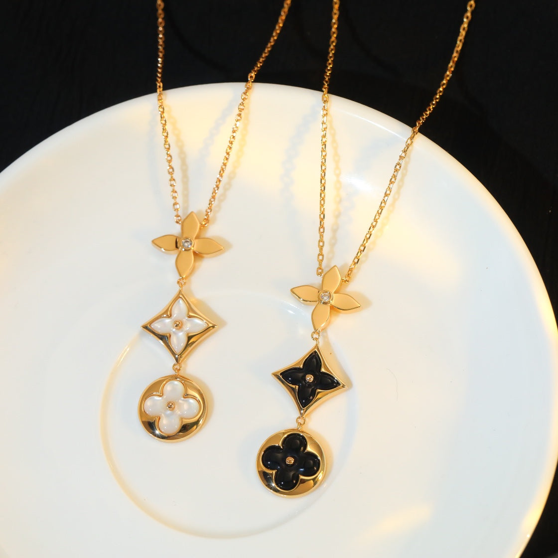 ¡®Glow Jewelry¡¯STERN- UND SONNEN-ONYX-ROSÉGOLD-HALSKETTE