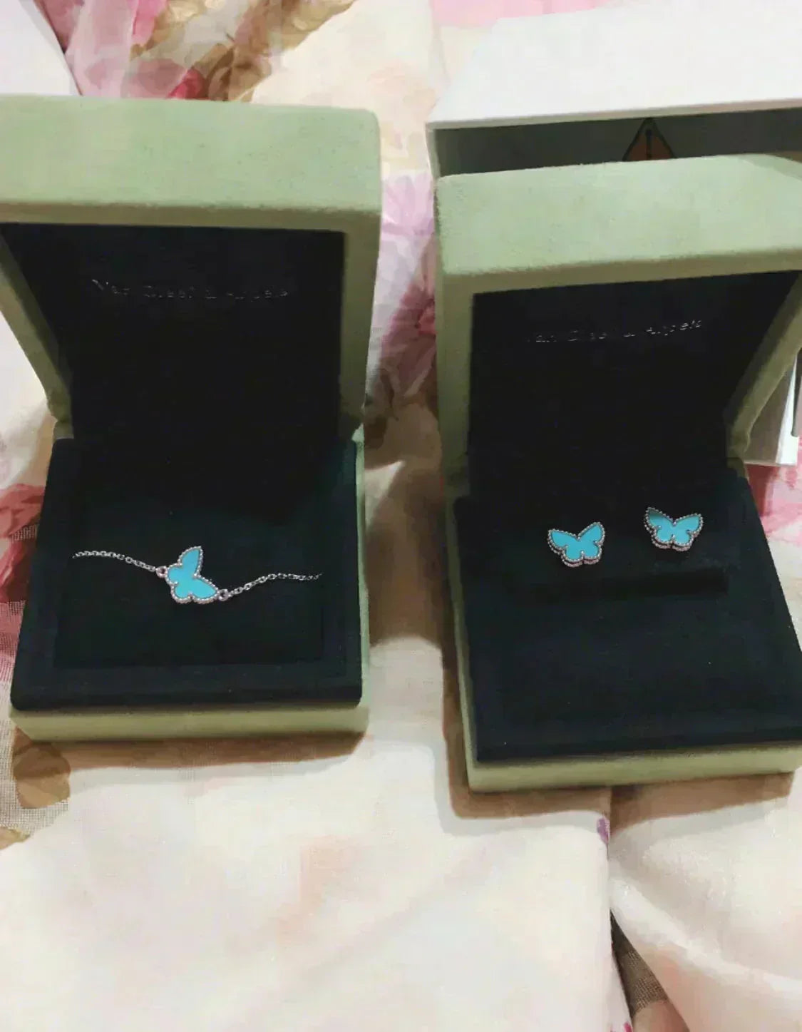 „Glow Jewelry“ SCHMETTERLING TÜRKIS OHRRINGE SILBER