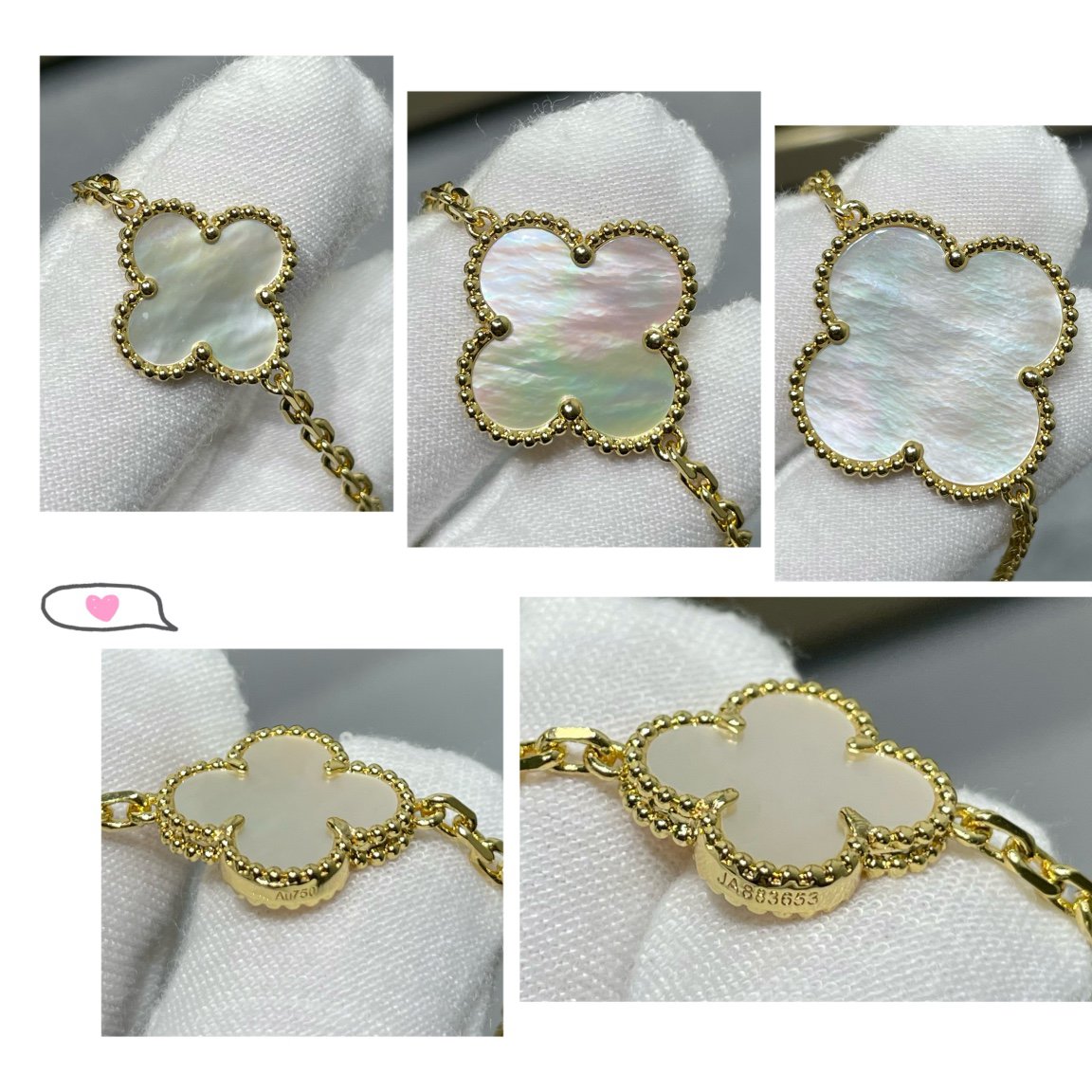 ¡®Glow Jewelry¡¯CLOVER 16 MOTIF WHITE MOP GOLD HALSKETTE