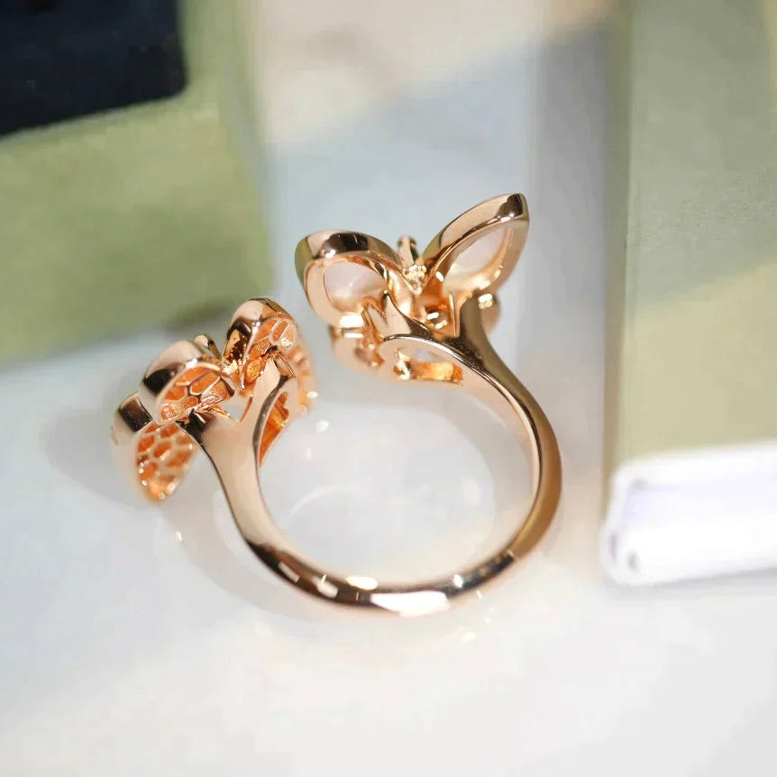 „Glow Jewelry“ ZWILLINGS-SCHMETTERLING-DIAMANT-MOP-RING