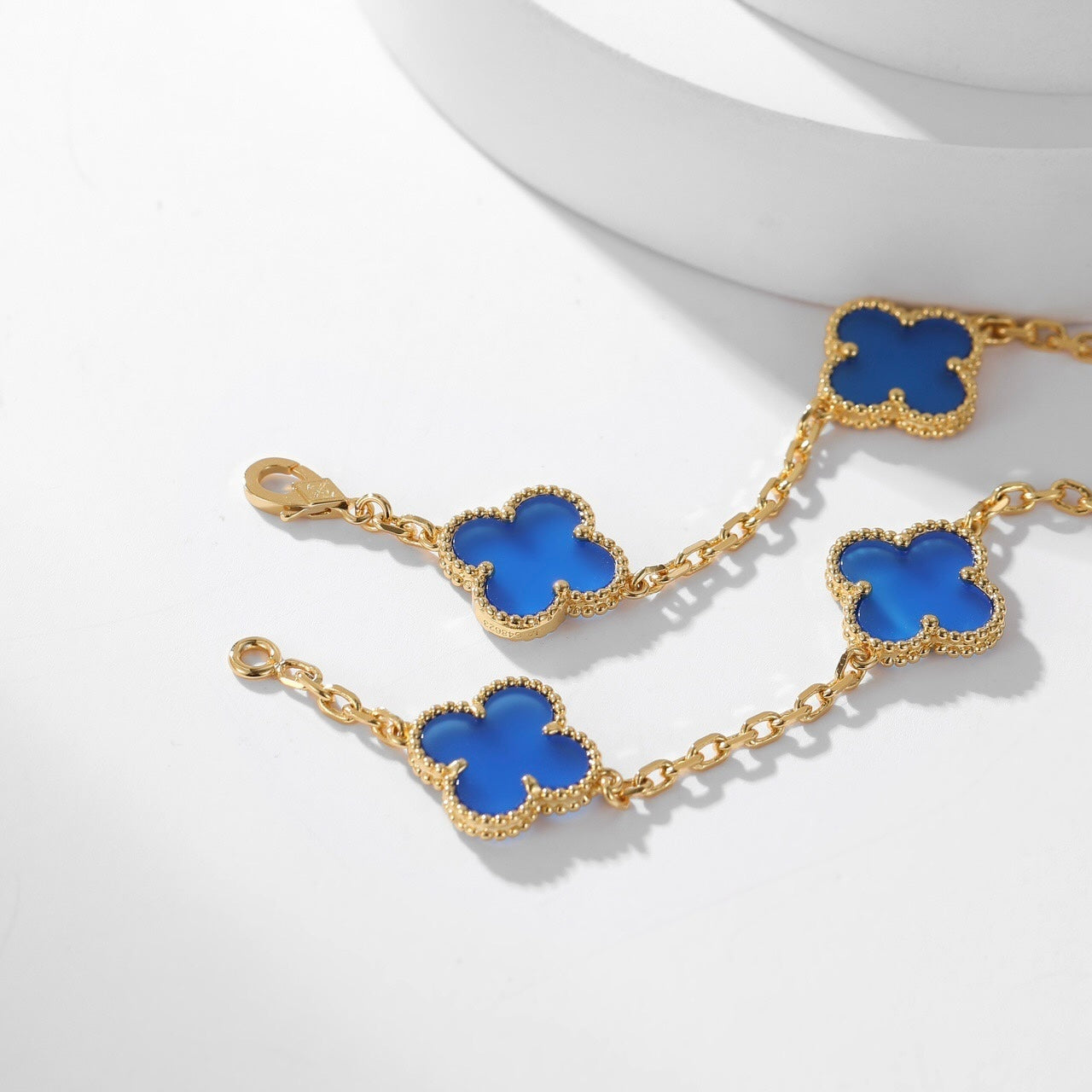 ¡®Glow Jewelry¡¯CLOVER 10 MOTIFS BLUE AGATE NECKLACE
