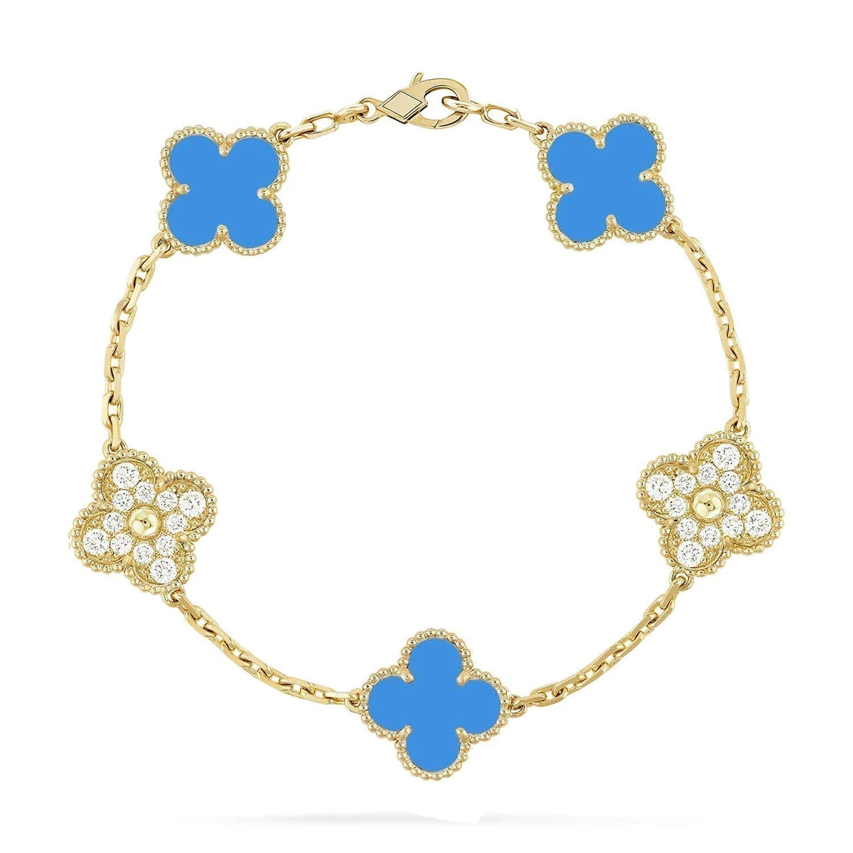 [Glow Jewelry]Neue Kollektion: Kleeblatt 5 Motive Blau Achat Armband