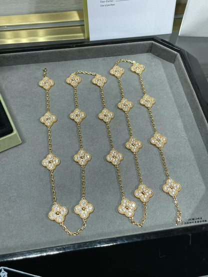 [Glow Jewelry]CLOVER 20 MOTIFS FULL-DIAMOND NECKLACE