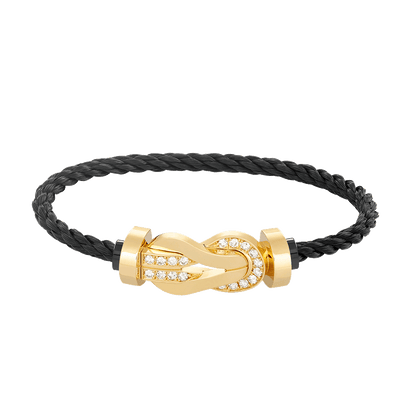 [Glow Jewelry]CHANCE LARGE 8 FIGURE BUCKLE HALF DIAMOND BRACELET GOLD