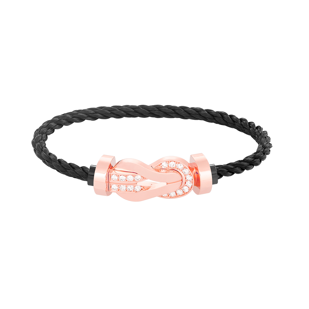 [Glow Jewelry]CHANCE LARGE 8 FIGURE BUCKLE HALF DIAMOND BRACELET ROSE GOLD