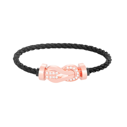 [Glow Jewelry]CHANCE LARGE 8 FIGURE BUCKLE HALF DIAMOND BRACELET ROSE GOLD