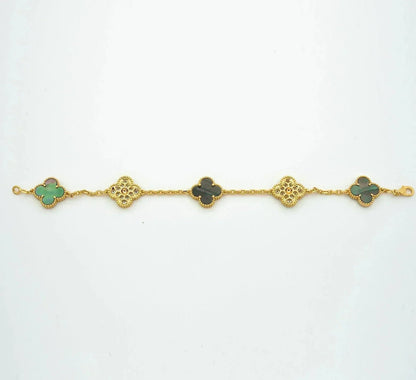 [Glow Jewelry]Neue KOLLEKTION: KLEEBATT 5 MOTIV GRAUER PERLMUTT-ARMBAND