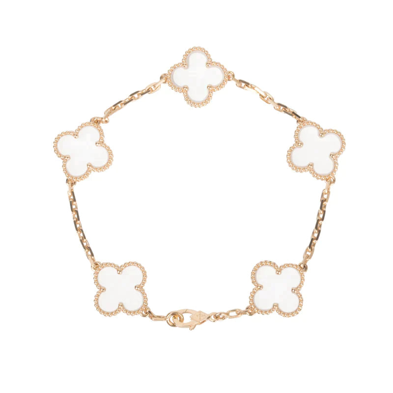 [Glow Jewelry]Neues ROCK CRYSTAL ARMBAND MIT 5 KLEEBLÄTTERN