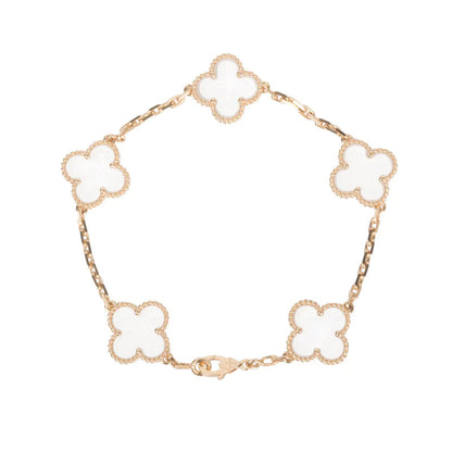 [Glow Jewelry]Neues ROCK CRYSTAL ARMBAND MIT 5 KLEEBLÄTTERN