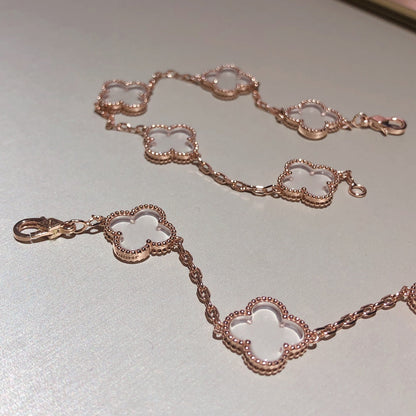 [Glow Jewelry]Neues ROCK CRYSTAL ARMBAND MIT 5 KLEEBLÄTTERN