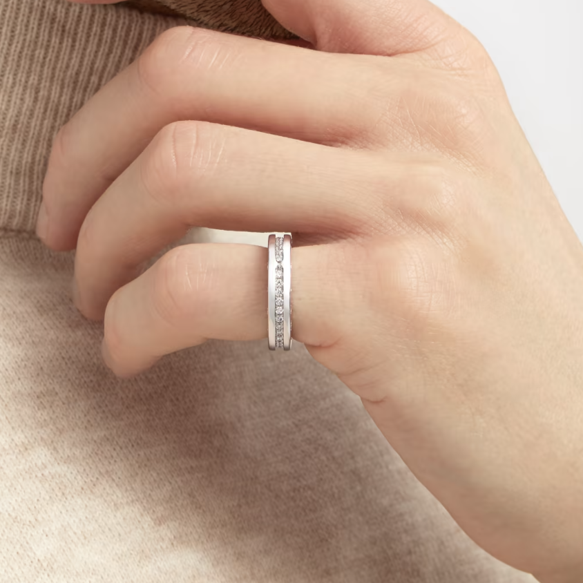 [Glow Jewelry]ZERO 1 ONE-BAND PAVED DIAMONDS ON THE SPIRAL RING