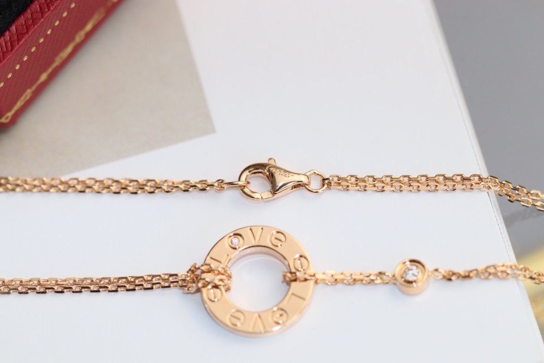 [Glow Jewelry]LOVE NECKLACE ADJUSTABLE ROSE GOLD 2 DIAMOND