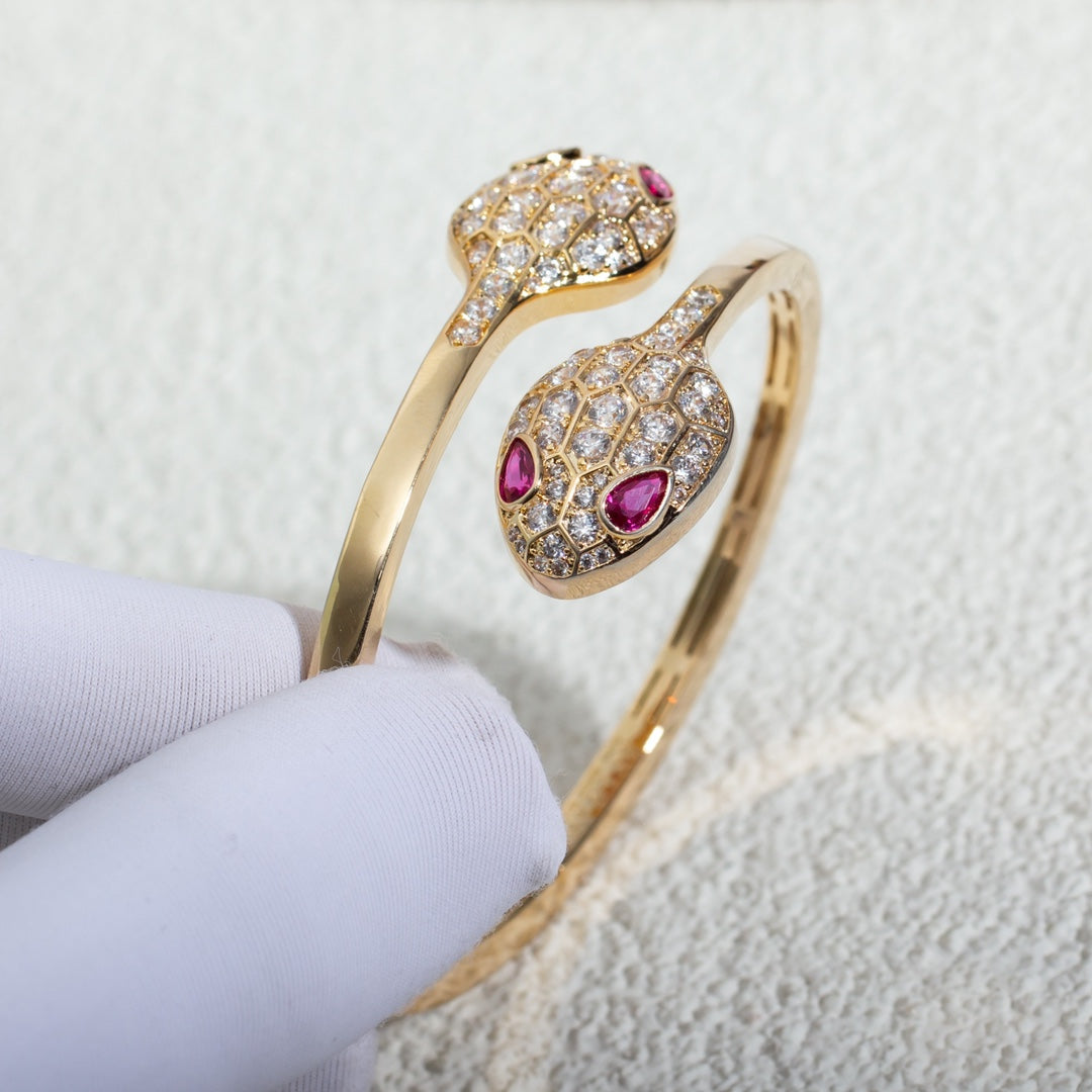[Glow Jewelry]SERPENTI BRACELET PINK GOLD DIAMOND DOUBLE SNAKE