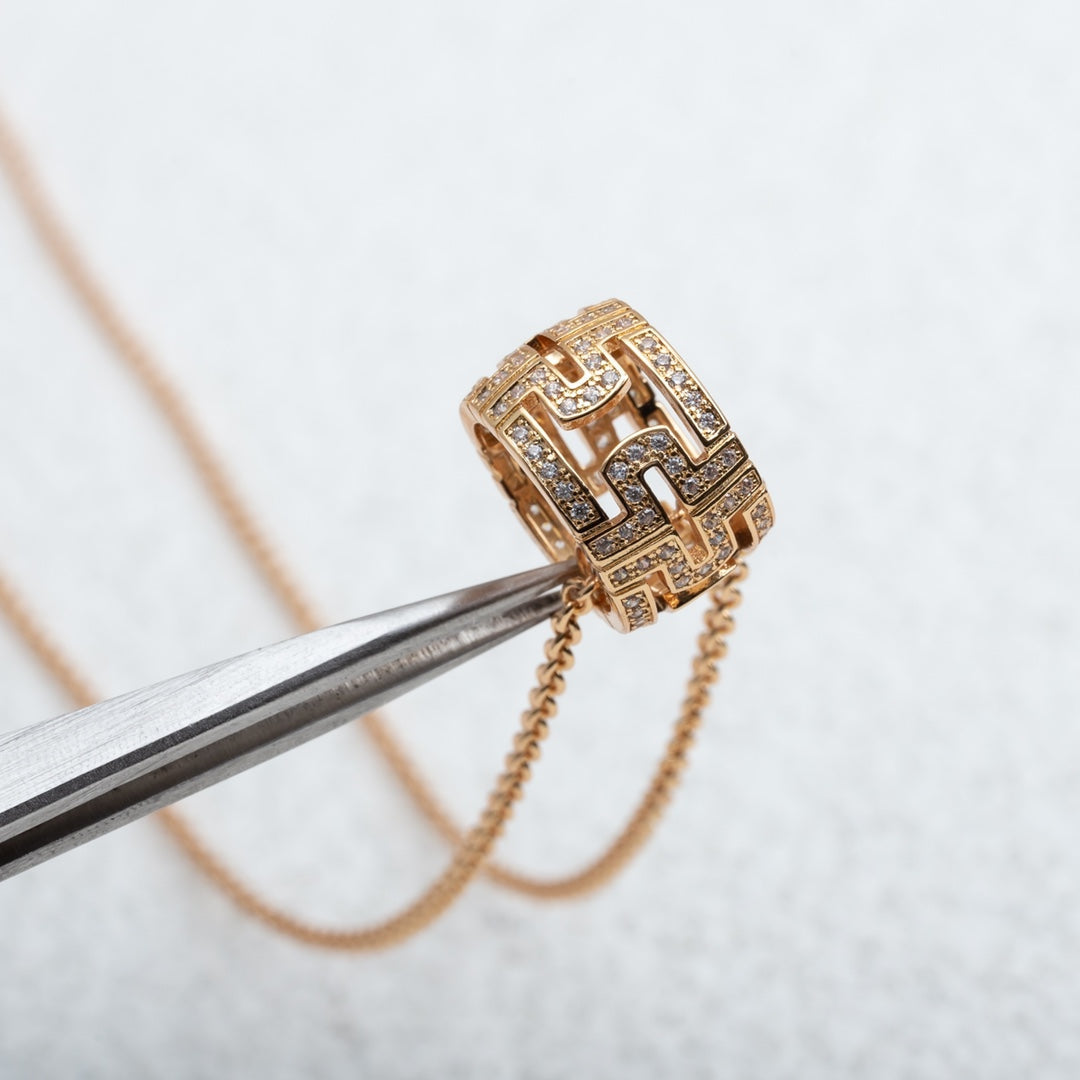 [Glow Jewelry]PARENTESI NECKLACE PINK GOLD DIAMOND