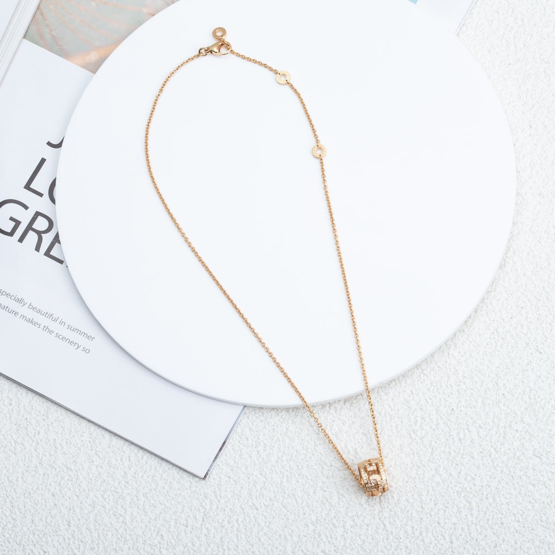 [Glow Jewelry]PARENTESI NECKLACE PINK GOLD DIAMOND