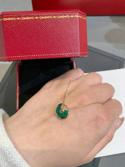 [Glow Jewelry]AMULETTE ROSE GOLD MALACHITE NECKLACE