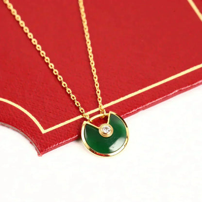 „Glow Jewelry“ AMULETT GOLD MALACHIT HALSKETTE