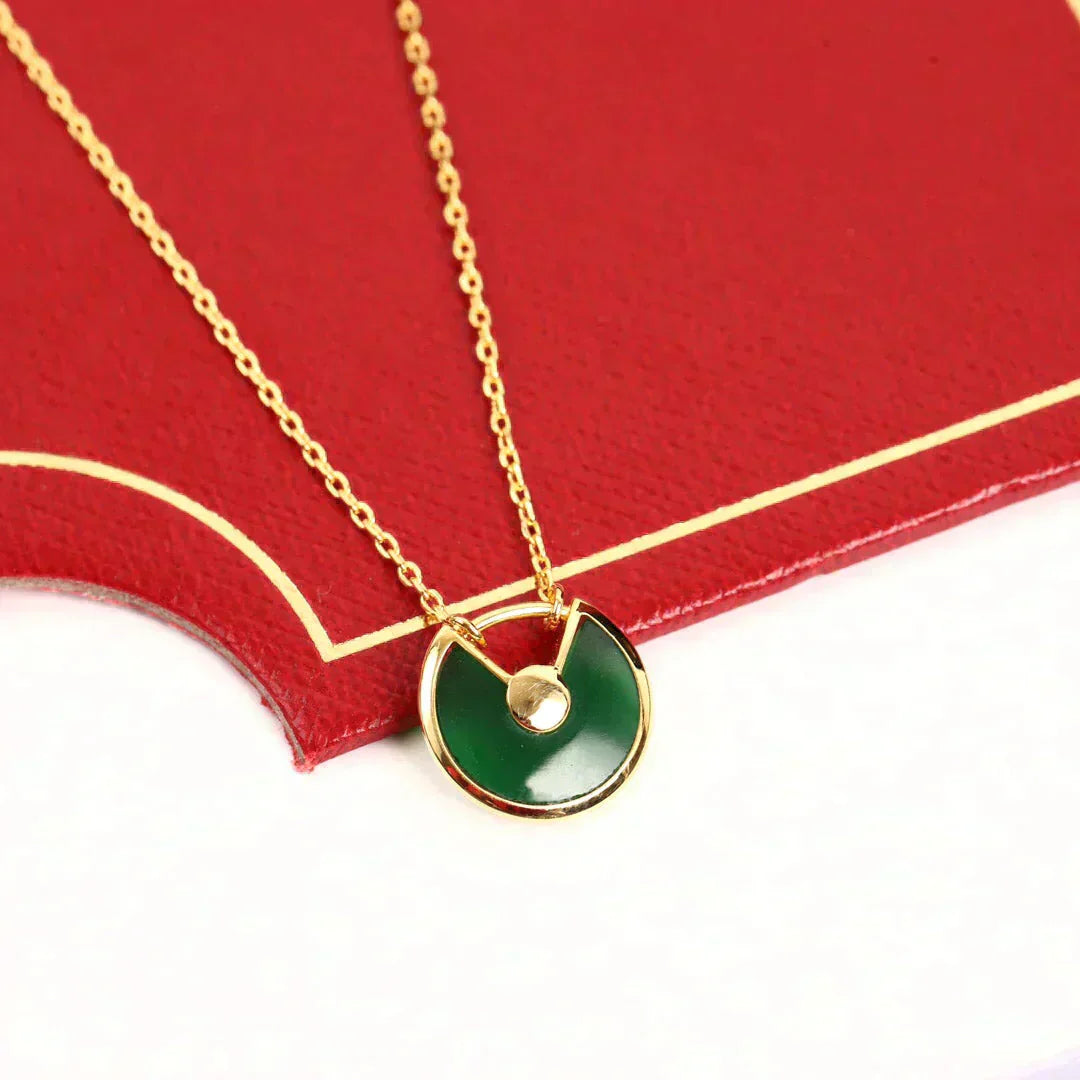 „Glow Jewelry“ AMULETT GOLD MALACHIT HALSKETTE