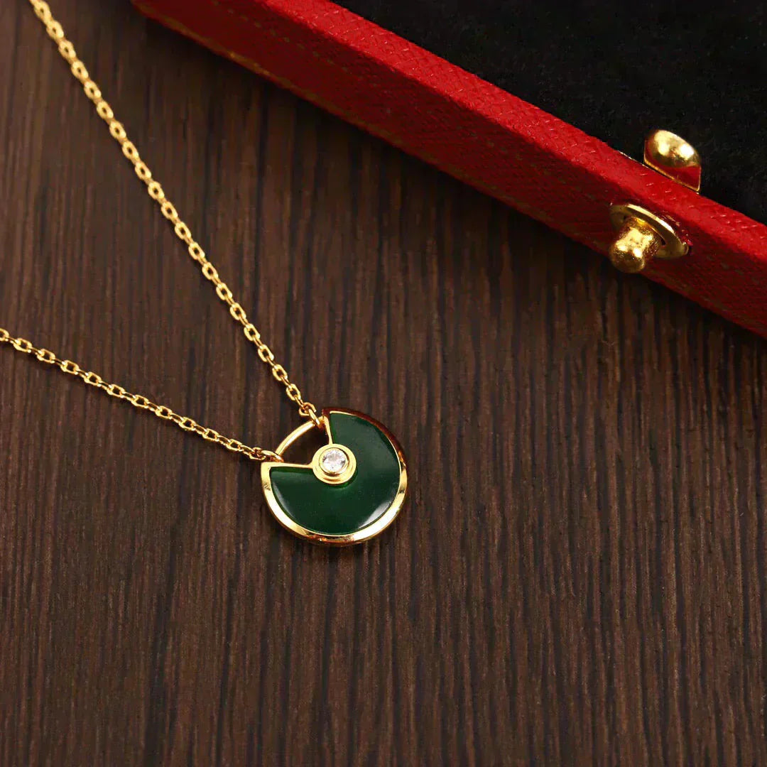„Glow Jewelry“ AMULETT GOLD MALACHIT HALSKETTE