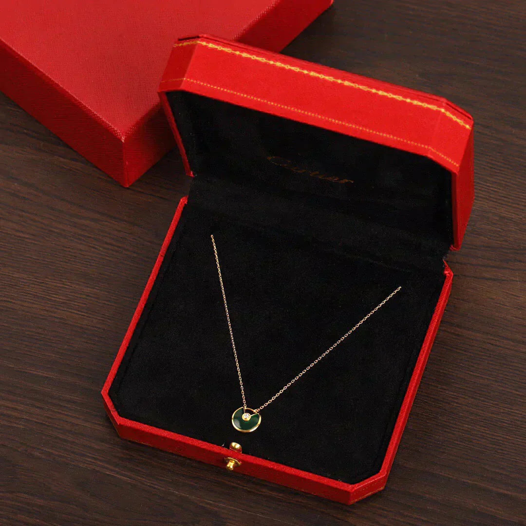 „Glow Jewelry“ AMULETT GOLD MALACHIT HALSKETTE
