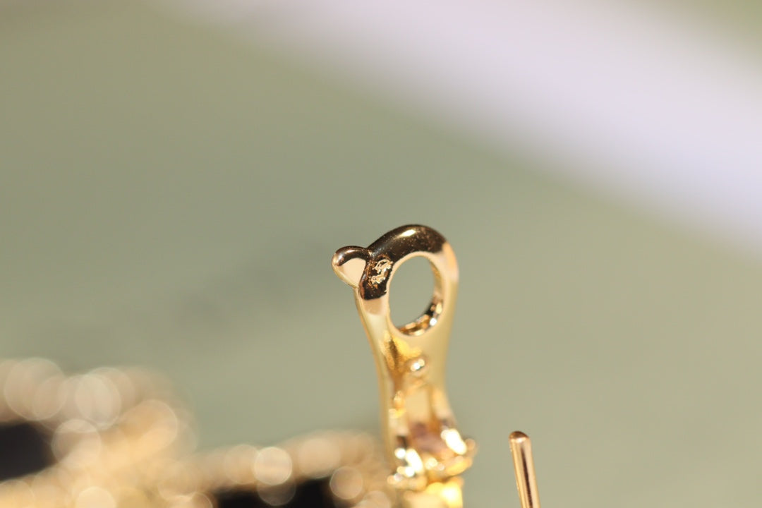 [Glow Jewelry]CLOVER EARRINGS GOLD ONYX MOP 3 MOTIF