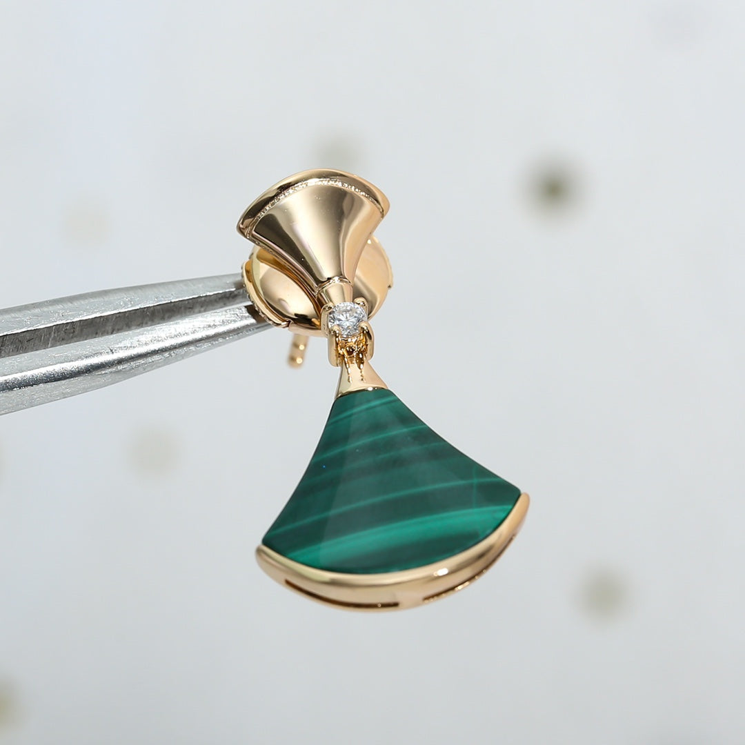 [Glow Jewelry]DREAM MALACHITE PINK GOLD EARRINGS