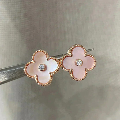 ¡®Glow Jewelry¡¯CLOVER MEDIUM 1 MOTIVE ROSA PERLMUTT DIAMANT OHRRINGE