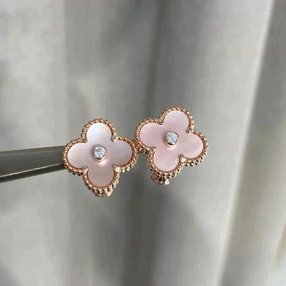 ¡®Glow Jewelry¡¯CLOVER MEDIUM 1 MOTIVE ROSA PERLMUTT DIAMANT OHRRINGE