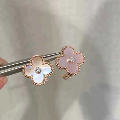 ¡®Glow Jewelry¡¯CLOVER MEDIUM 1 MOTIVE ROSA PERLMUTT DIAMANT OHRRINGE