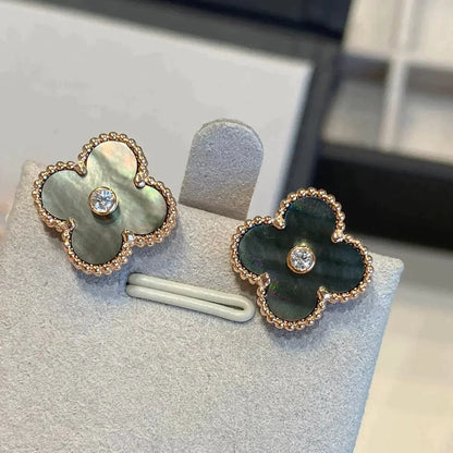 ¡®Glow Jewelry¡¯CLOVER MEDIUM 1 MOTIFS GRAY MOP  DIAMOND EARRINGS