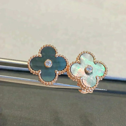 ¡®Glow Jewelry¡¯CLOVER MEDIUM 1 MOTIFS GRAU MOP DIAMANT OHRRINGE