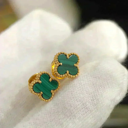¡®Glow Jewelry¡¯CLOVER MINI 9.5MM MALACHITE  EARRINGS