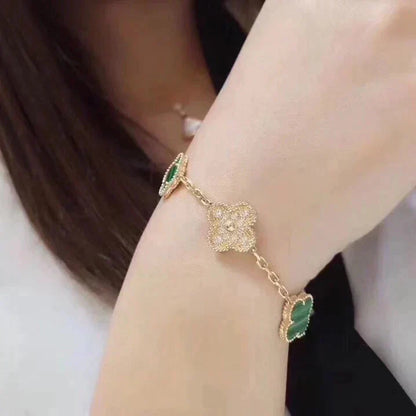 [Glow Jewelry] 新着クローバー5モチーフ マラカイトブレスレットコレクション