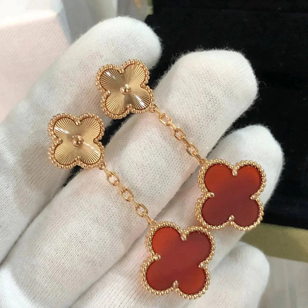 ¡®Glow Jewelry¡¯CLOVER 2 MOTIF LASER-KARNEOL-OHRRINGE
