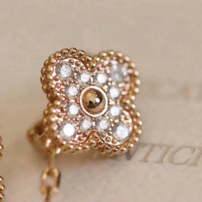 [Glow Jewelry]CLOVER MEDIUM 1 MOTIFS FUll DIAMOND EARRINGS