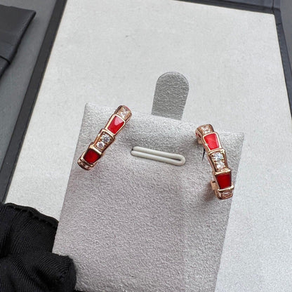 [Glow Jewelry]SERPENTI CARNELIAN PINK GOLD EARRINGS