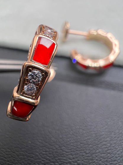 [Glow Jewelry]SERPENTI CARNELIAN PINK GOLD EARRINGS