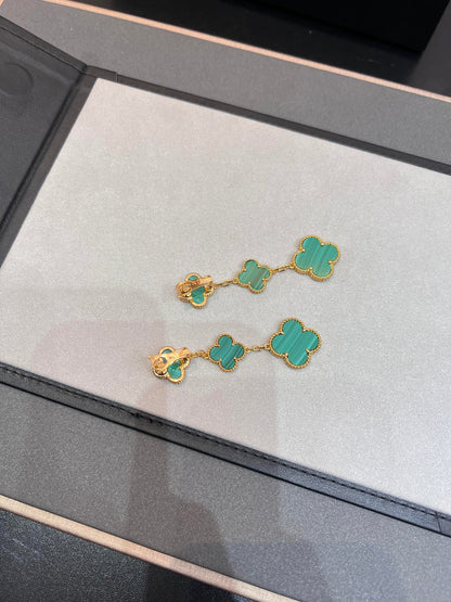 [Glow Jewelry]CLOVER MALACHITE 3 MOTIFS GOLD