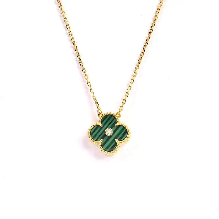 [Glow Jewelry]CLOVER 15MM DIAMOND TURQUOISE NECKLACE