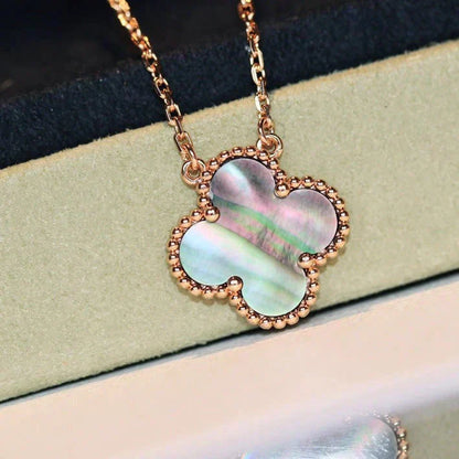 [Glow Jewelry]CLOVER 15MM  GRAY MOTHER OF PEARL NECKLACE