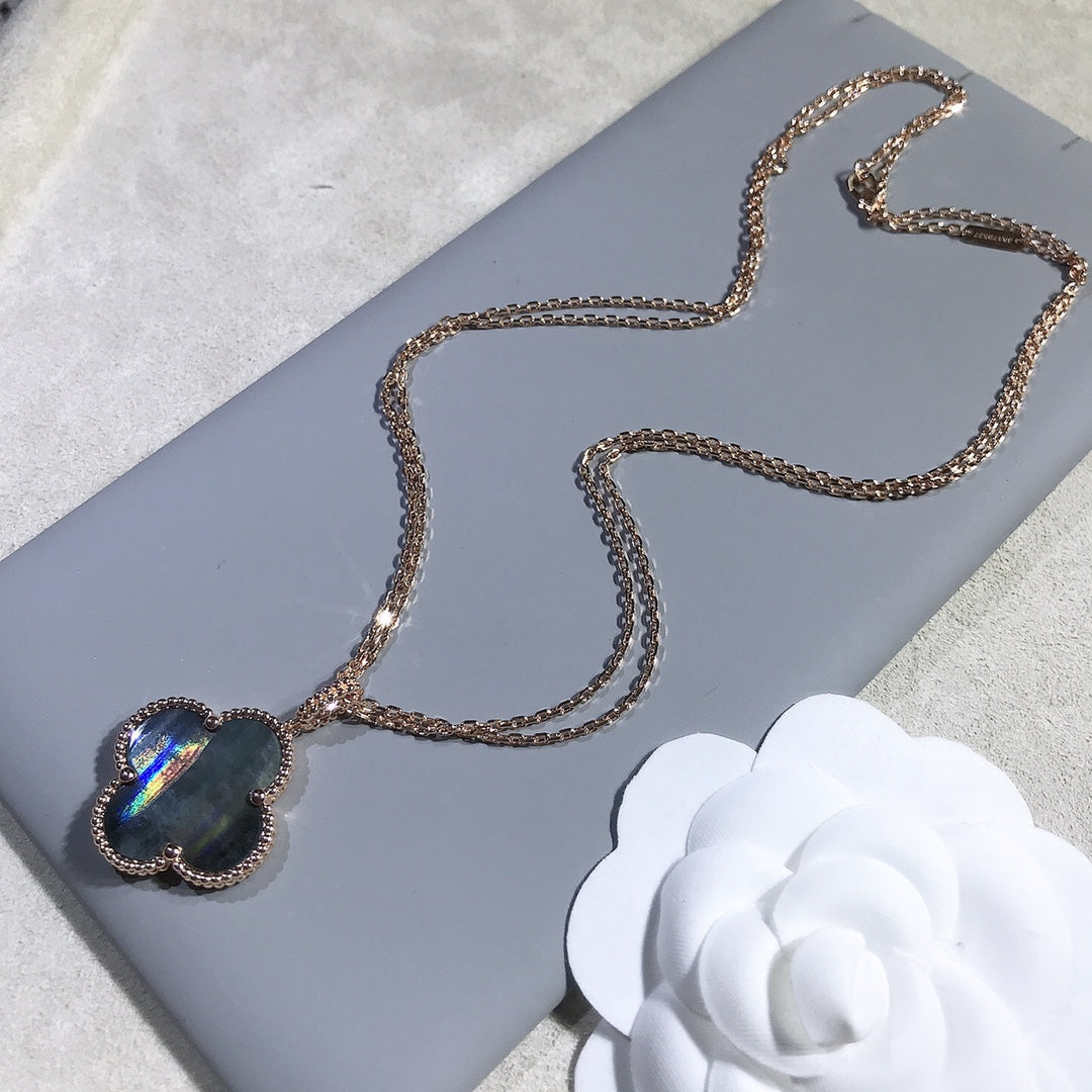 „Glow Jewelry“ KLEE 25MM GOLD DUNKEL MOP GROSSE KLEE HALSKETTE