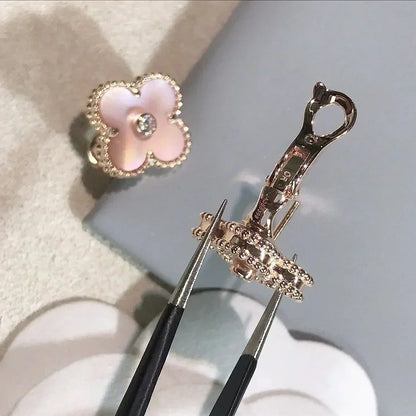 ¡®Glow Jewelry¡¯CLOVER MEDIUM 1 MOTIVE ROSA PERLMUTT DIAMANT OHRRINGE