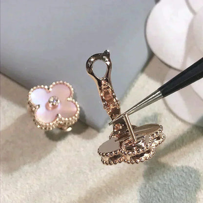 ¡®Glow Jewelry¡¯CLOVER MEDIUM 1 MOTIVE ROSA PERLMUTT DIAMANT OHRRINGE