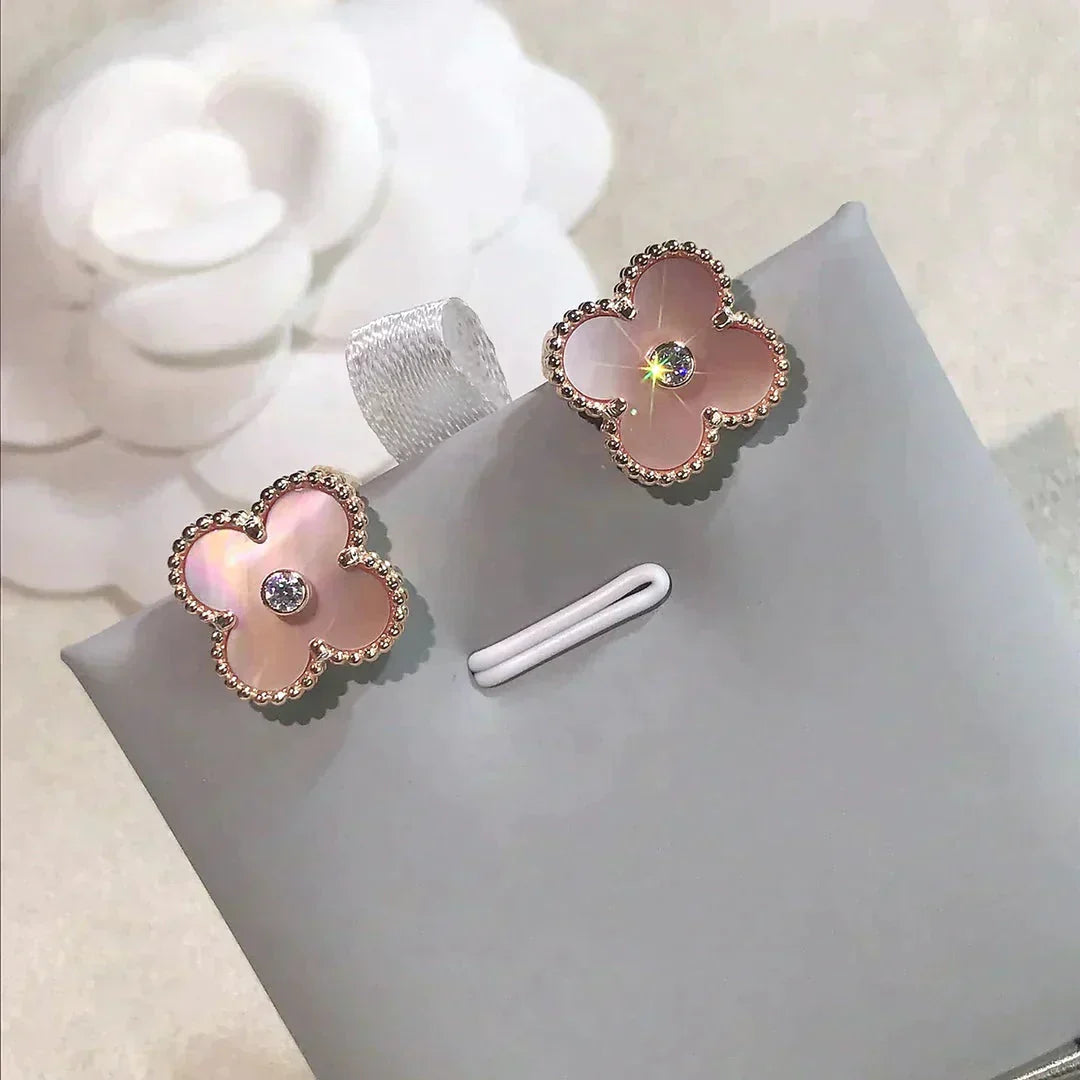 ¡®Glow Jewelry¡¯CLOVER MEDIUM 1 MOTIVE ROSA PERLMUTT DIAMANT OHRRINGE