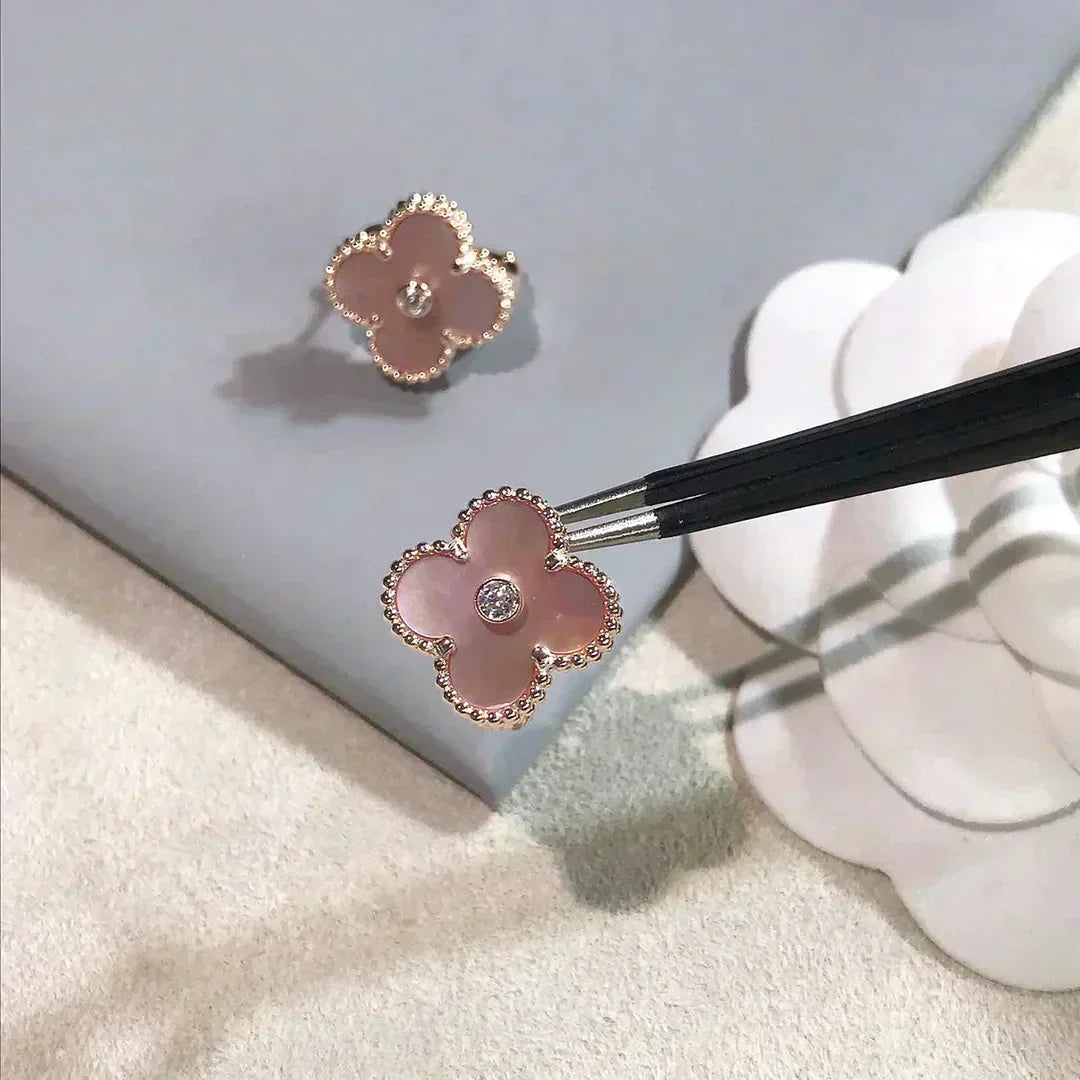 ¡®Glow Jewelry¡¯CLOVER MEDIUM 1 MOTIVE ROSA PERLMUTT DIAMANT OHRRINGE