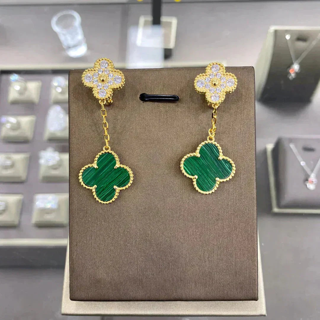 ¡®Glow Jewelry¡¯CLOVER  2 MOTIFS  DIAMOND  EARRINGS (MULTIPLE CHOICESç´