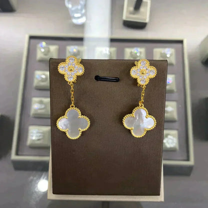 ¡®Glow Jewelry¡¯CLOVER  2 MOTIFS  DIAMOND  EARRINGS (MULTIPLE CHOICESç´