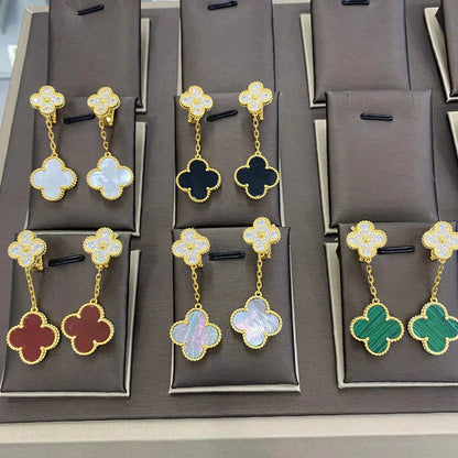 [Glow Jewelry]CLOVER  2 MOTIFS  DIAMOND  EARRINGS (MULTIPLE CHOICESç´