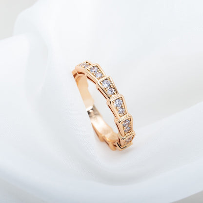 [Glow Jewelry]SERPENTI RING PINK GOLD DIAMOND PAVED 3MM